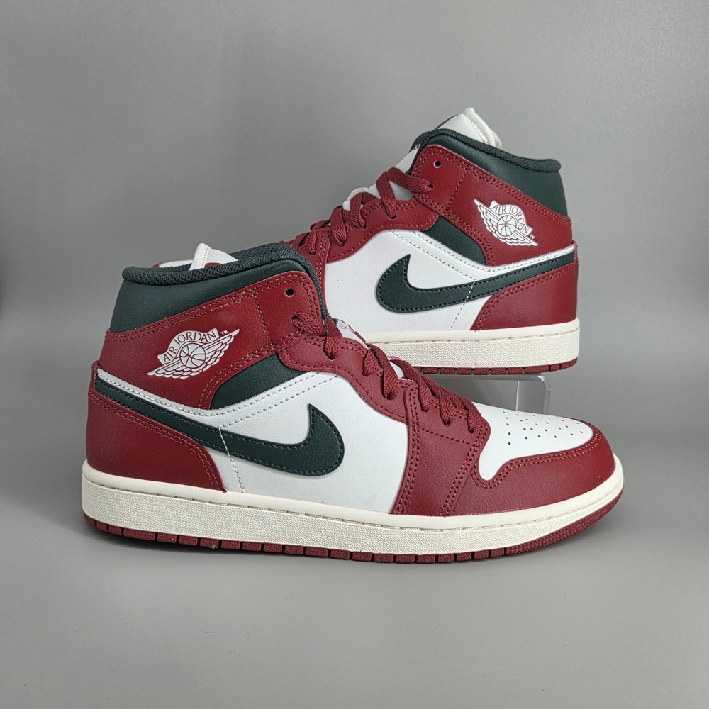 Jordan Air Jordan 1 Mid Mens 8.5 Sail Midnight Green Red DQ8426 105 Basketball